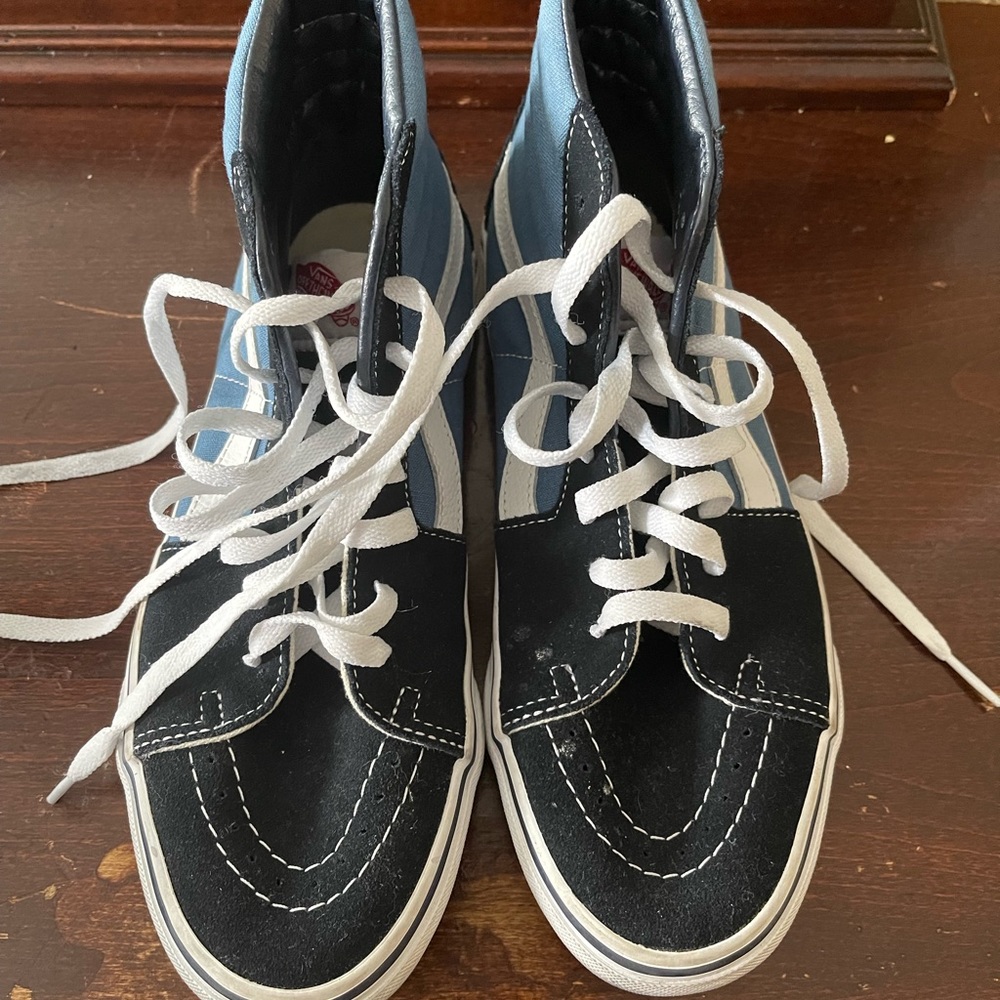 Navy + Light Blue Hi-Top Vans